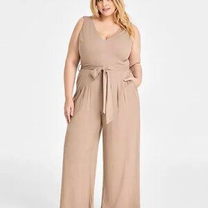 NWT Bar III Women's Tan/Brown Wide Leg Jumpsuit Size 0X